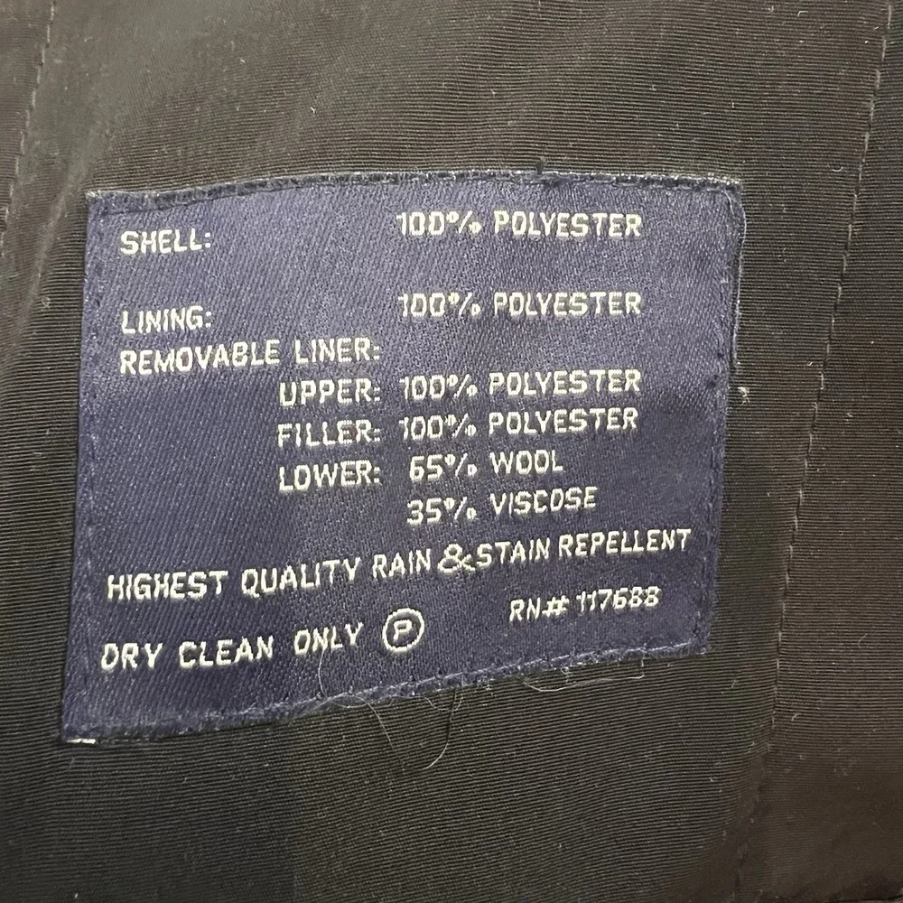 Ralph Lauren Trench OverCoat Mens Large Removable‎ Lining Rain Coat Black  Large